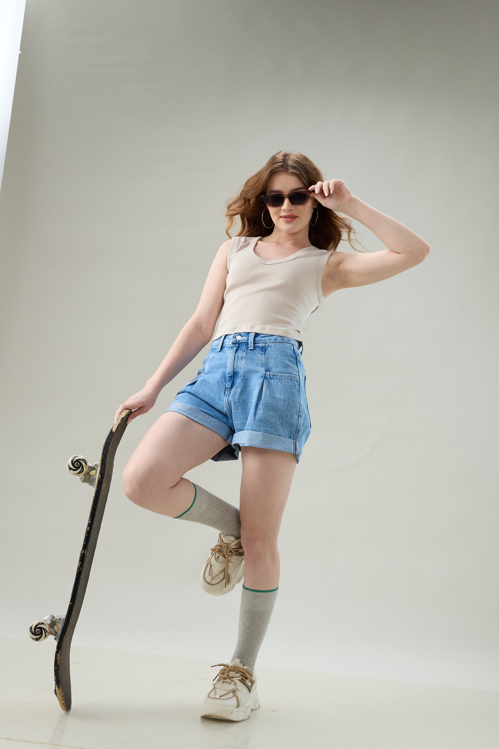 Downtown Blue Denim Shorts