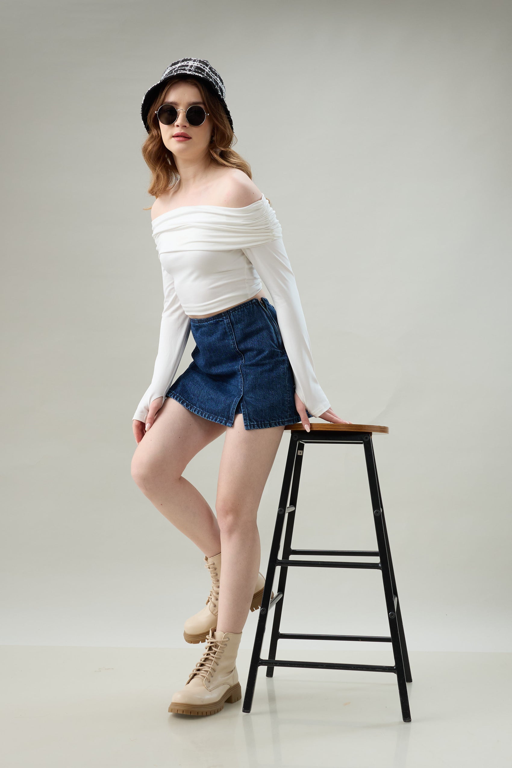 Front-Slit Denim Skort