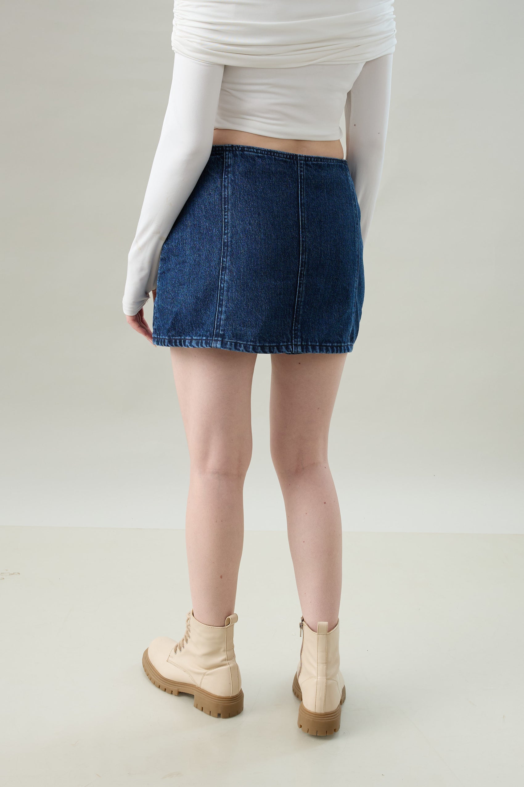 Front-Slit Denim Skort