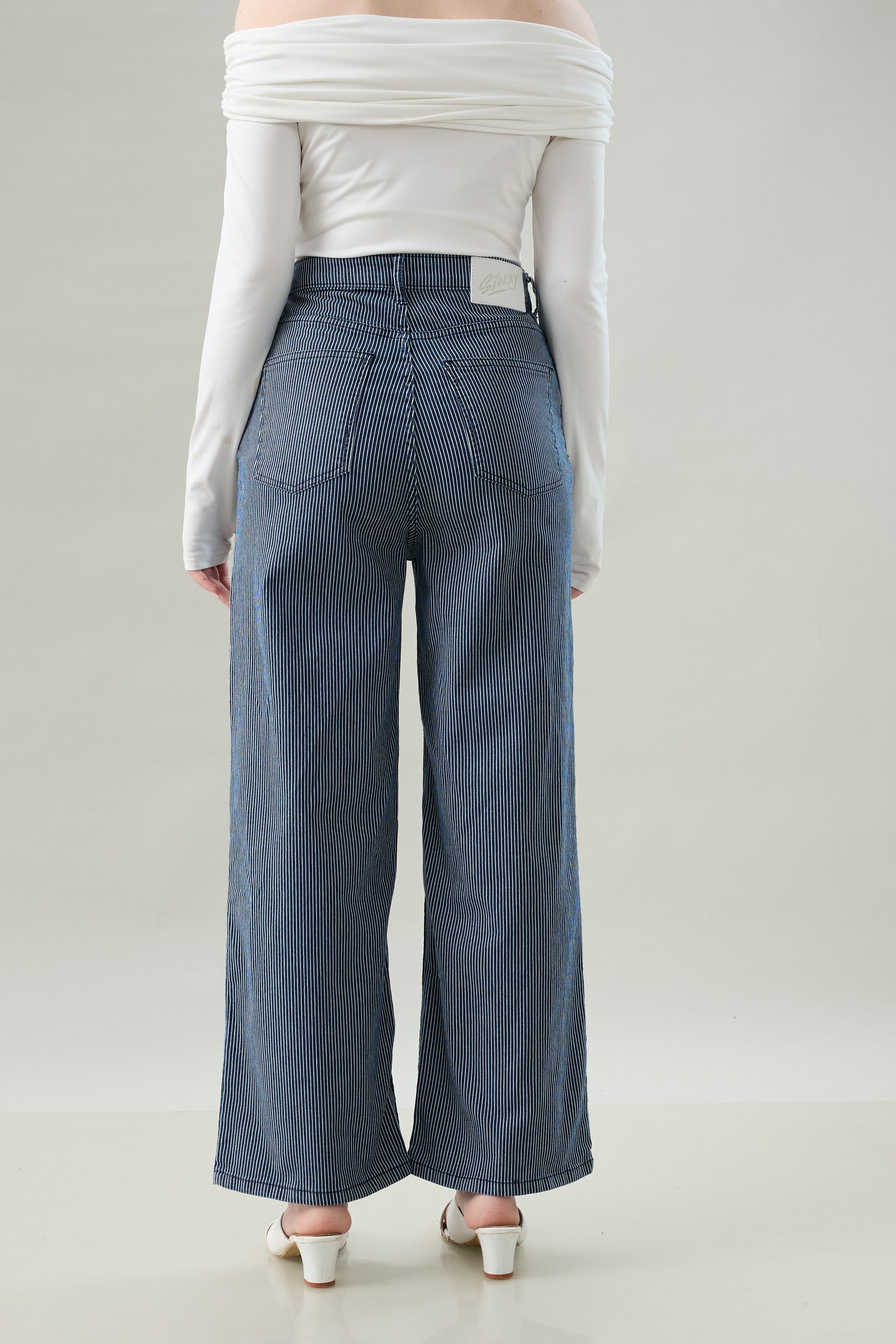 High-Rise Striped Wide-Leg Pants