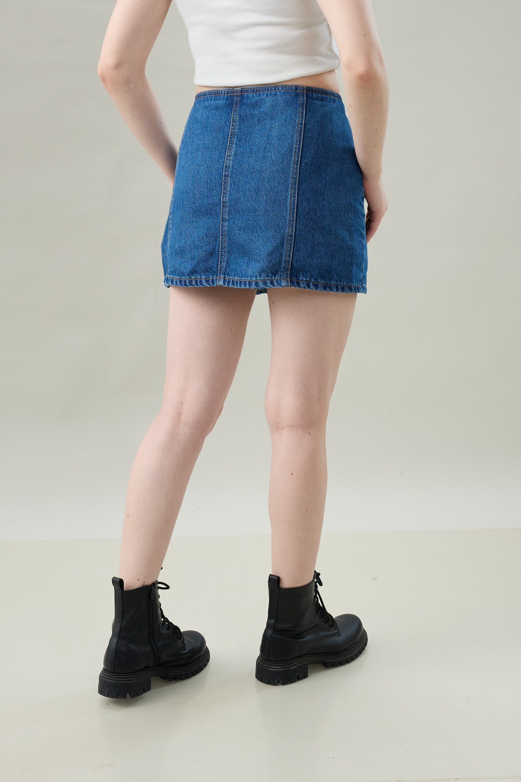 Front-Slit Denim Skort