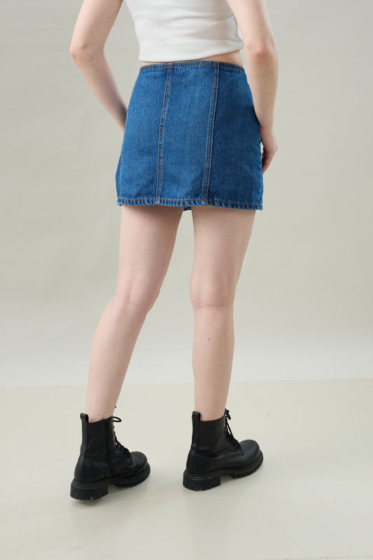Front-Slit Denim Skort