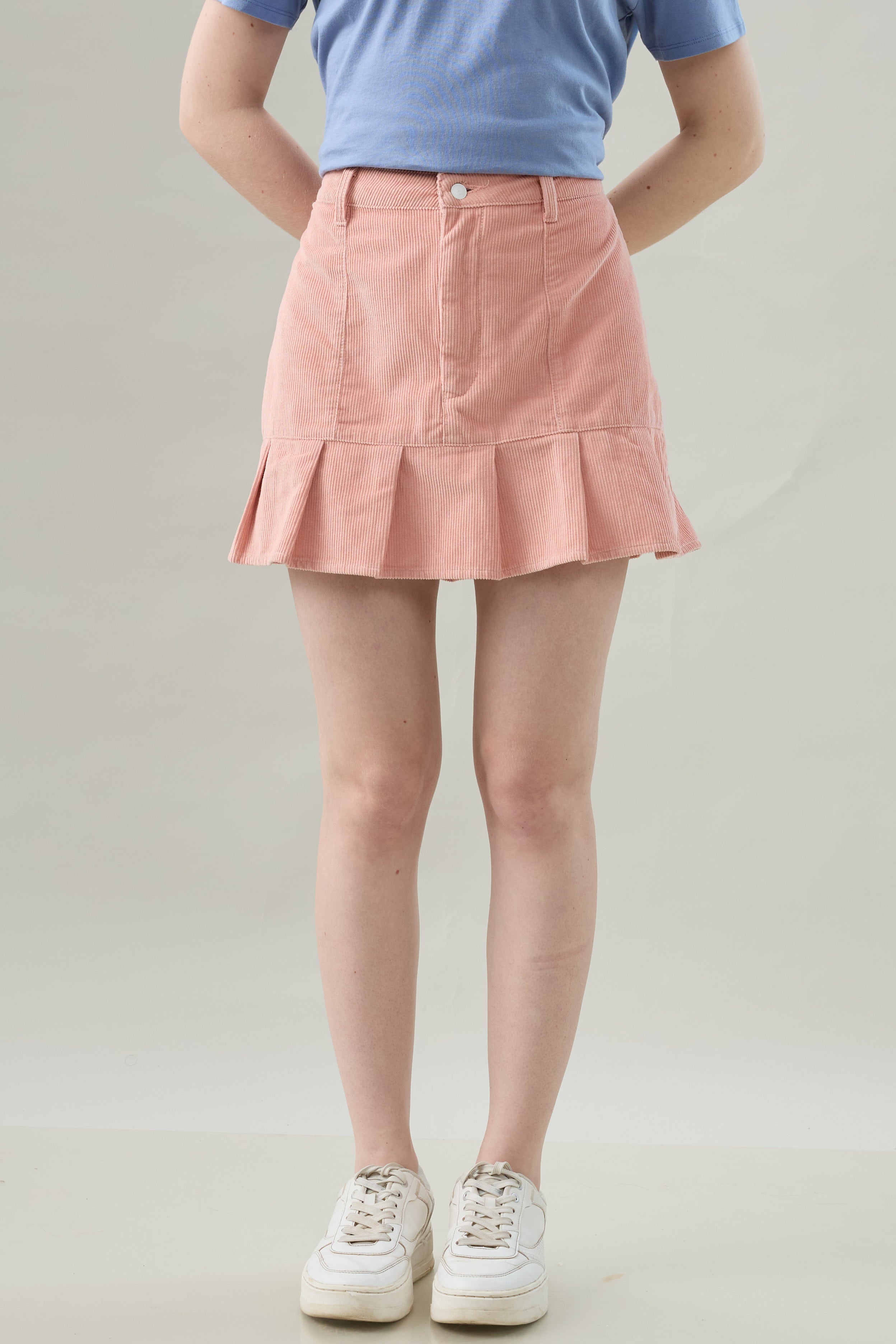 Velour Pleat Corduroy Skirt