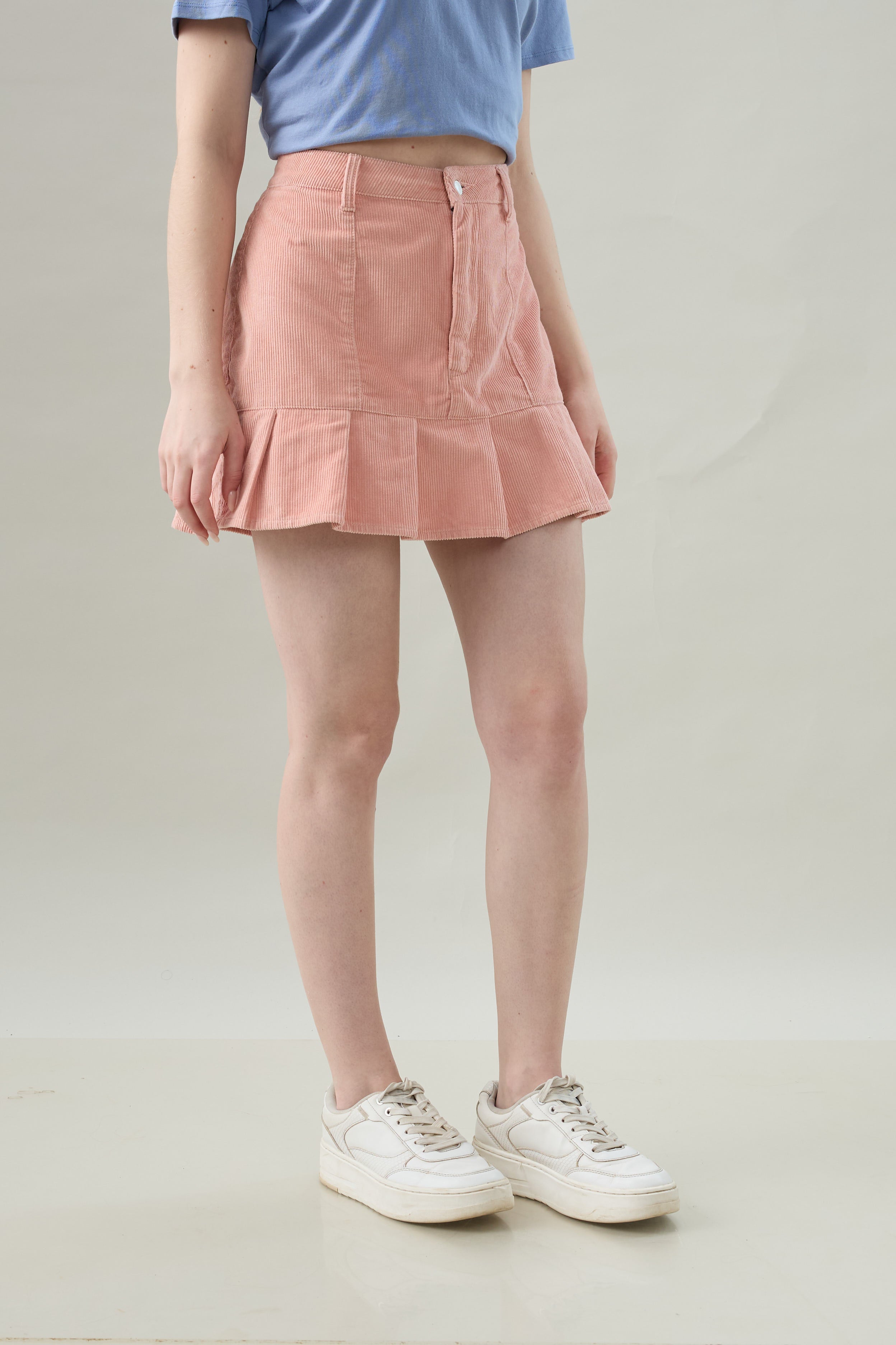 Velour Pleat Corduroy Skirt