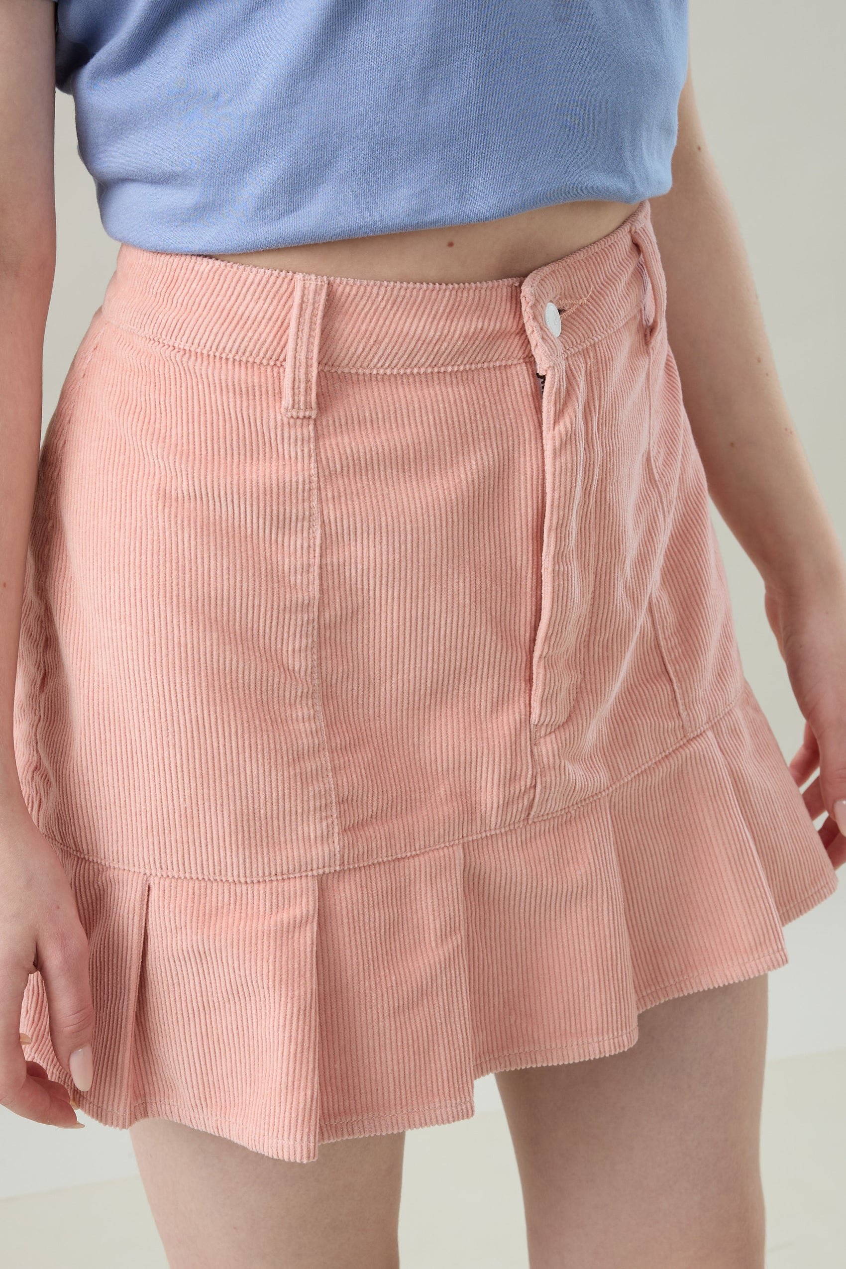 Velour Pleat Corduroy Skirt